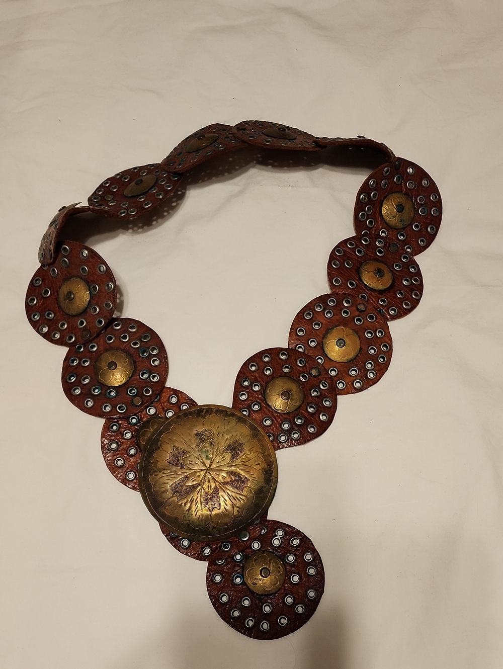 Handcrafted Brown Leather and Brass Statement Belt